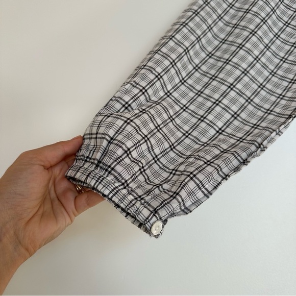 Nili Lotan Brooke Check Plaid Cotton Blouse Size Small - Picture 5 of 10